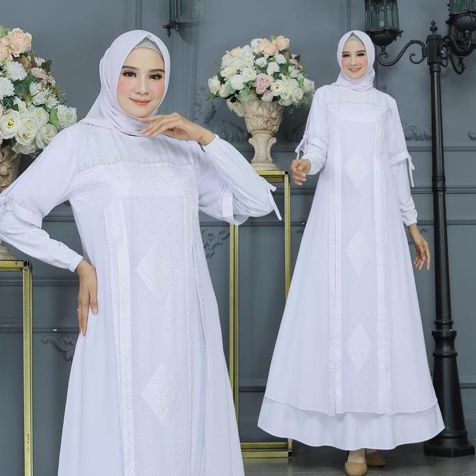 Galeri Sicantik - - Gamis Putih Polos Terbaru 2023 - Abaya Turki Putih Mewah 2023 - Gamis Abaya Puti