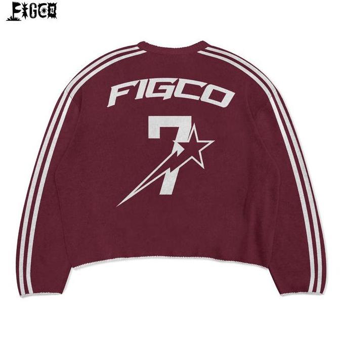 Figco - Jersey Knitted Boxy Knitwear Sweatshirt Classici Football Mondiali Maroon