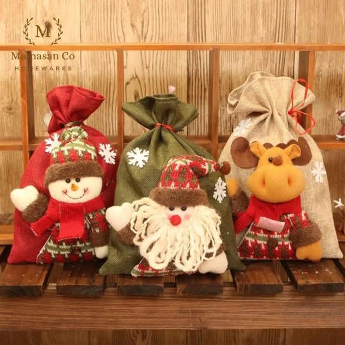 Christmas Goodie Bag Souvenir Fabric | Tas Serut Natal