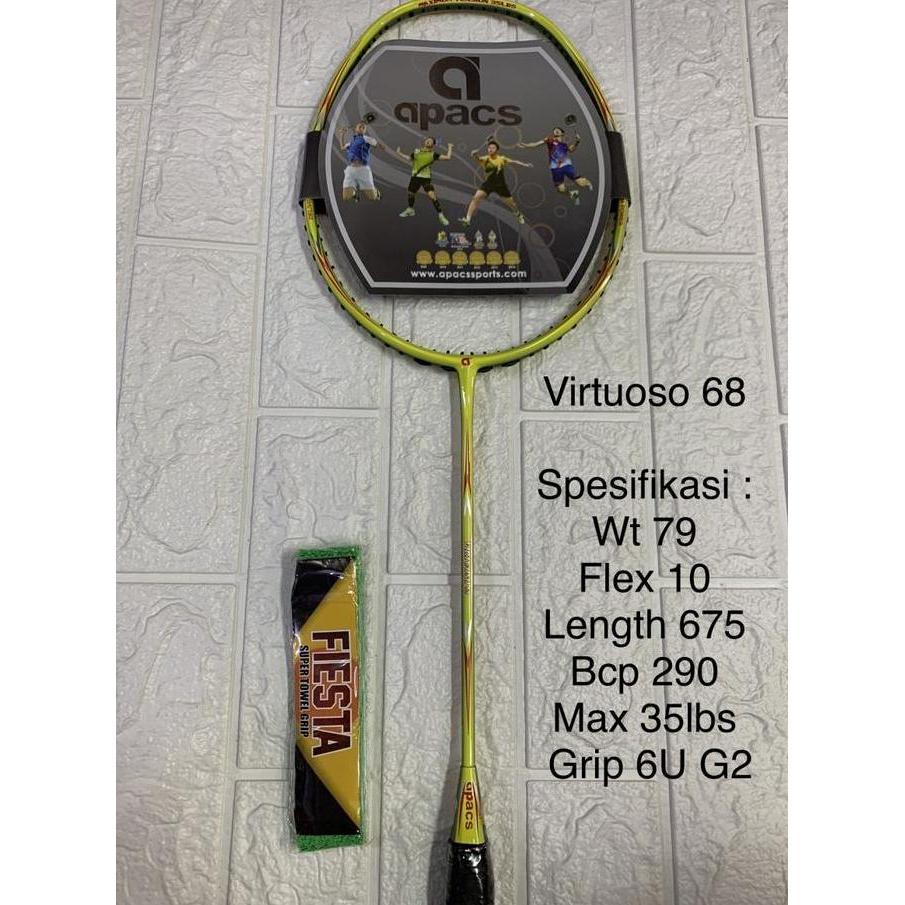 BEBAS ONGKIR - Raket Badminton APACS VIRTUOSO 68 GRIP 6U G2 bisa 35lbs ORIGINAL