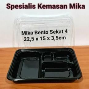 [50 SET] Mika Bento Sekat 4 Polos HIPS dan PET / Tray Bento Sekat 4 Polos / Box Bento