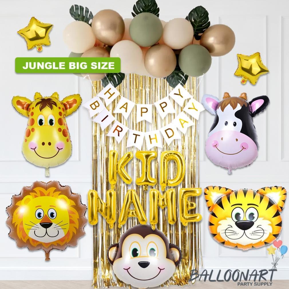 Retro Simple Dekorasi Set/Dekorasi Ulang Tahun Anak/Balon Foil Dino/Jungle Decoration