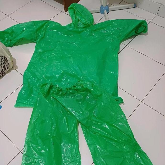 jas hujan plastik model setelan baju rok dan baju celana jumbo tebal