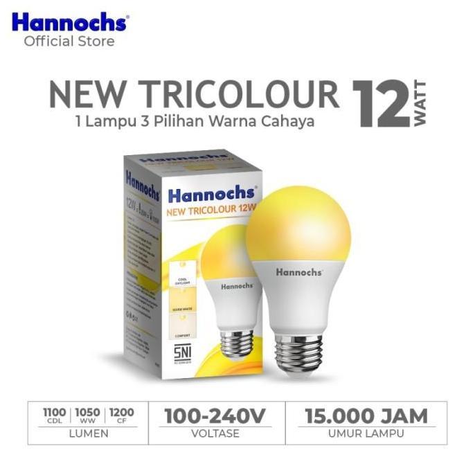 Lampu LED Bulb Hannochs 12W Hannochs Tricolour 1 Lampu 3 Pilihan Warna