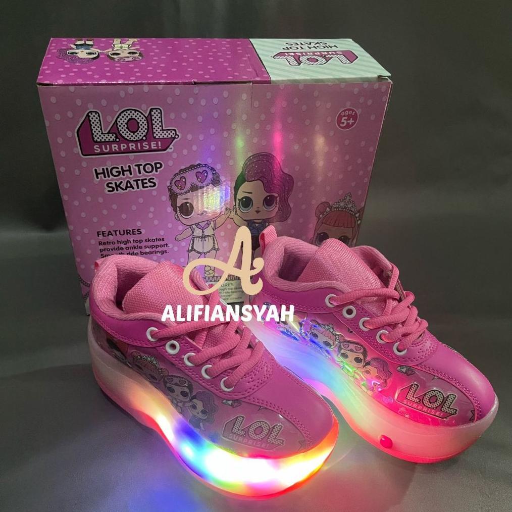 Gandidakar1 - Sepatu Roda Anak Roda 4 Model Mobil Full Nyala Karakter 2in1 Bisa Dilipat