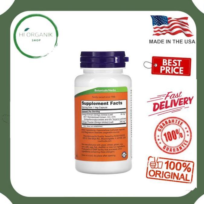 Now Foods Ginkgo Biloba 60 Mg 120 Veg Capsules Original