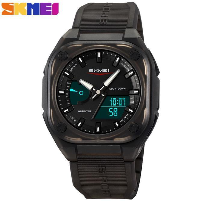 Jam Tangan Pria Analogdital Sport World Time Tahan Air Skmei 2328