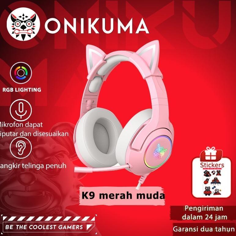 Bekor.sahdiyah - Onikuma K9 Pink RGB Cat Ear Gaming Headset Subwoofer Mic untuk Desktop & Laptop