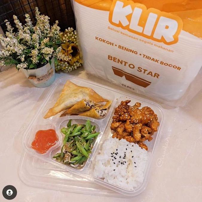 Thinwall Bento Sekat Star/ Thinwall Klir Bintang Kotak Makan Sekat @25