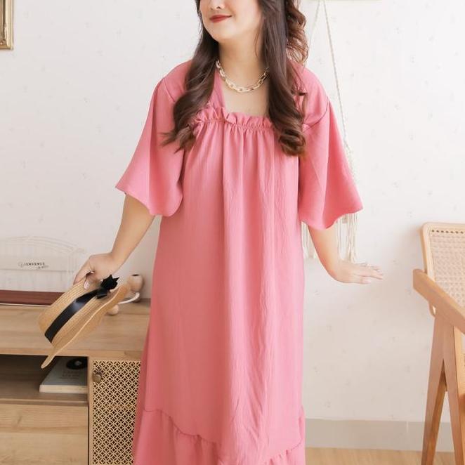 Sari Fashion - Fuji Midi Dress Daster Viral Wanita Santai Grey Hitam Panjang Putih Casual Casual Ray