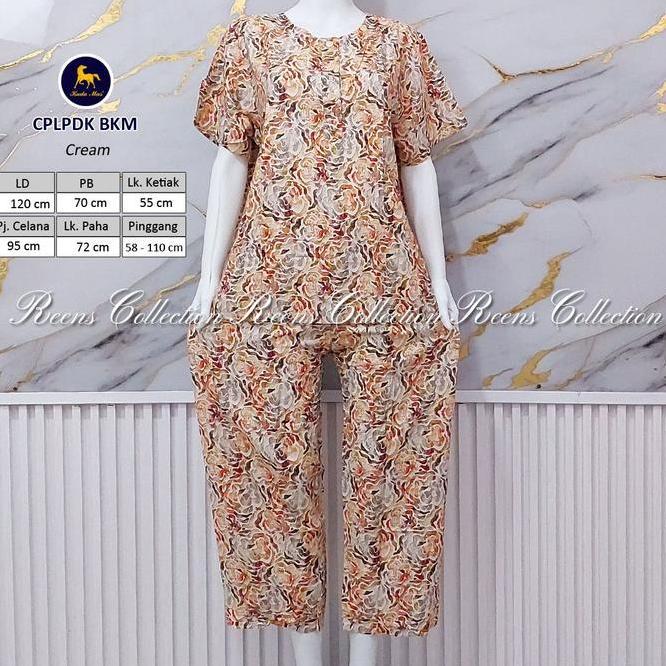 Batik Kuda Mas Setelan Cplpdk | Piyama Wanita Celana Panjang Lengan Pendek 3 Kancing Depan