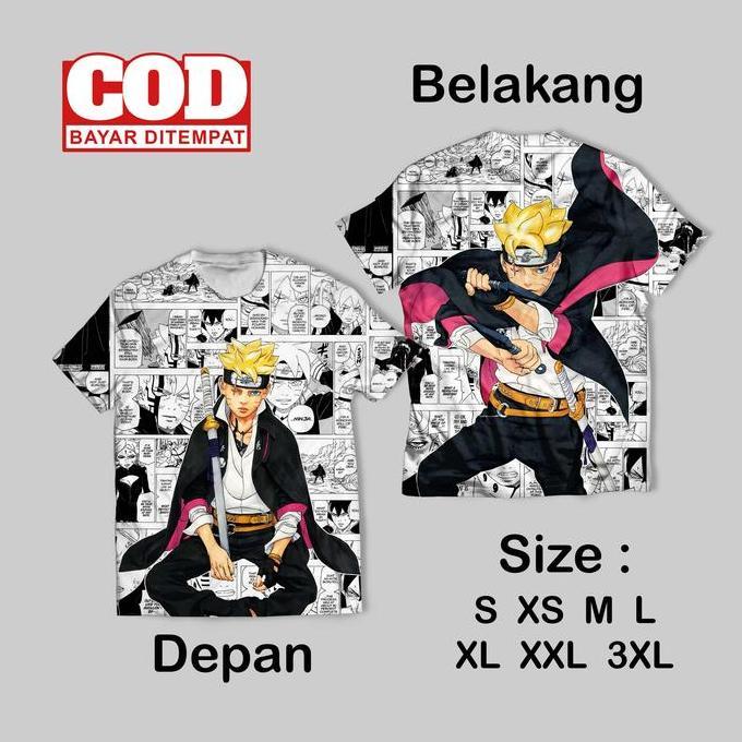 Kaos Fullprint Anime Boruto Wallpaper | Kaos AOP Boruto Next Generation Depan belakang