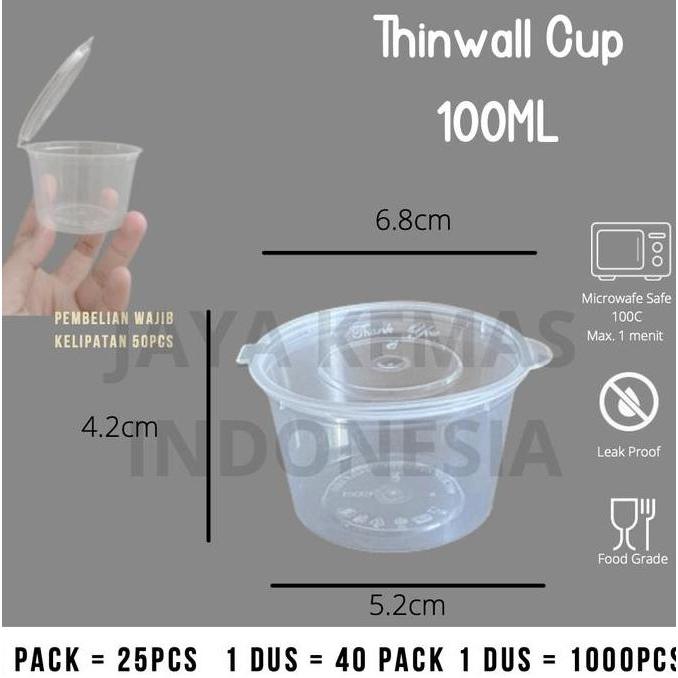PUDDING CUP PLASTIK 100ML| CUP SAOS SAMBAL / THINWALL CUP 100 ML