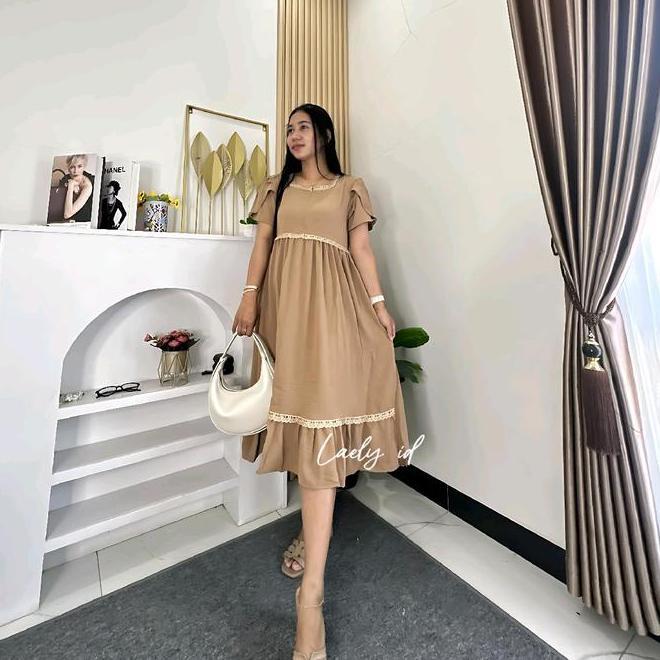 Daster Renda Cringkle Airflow Premium Daster Jumbo Daster Polos Daster Renda Bumil Busui Dress Wanit