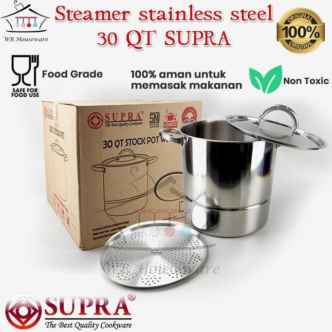 steamer supra 30qt / 28,5Liter panci jumbo stainless tebal / kukusan jumbo