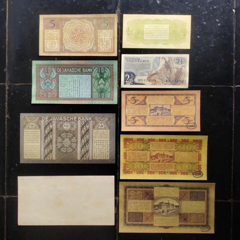 Dindaseller6 - Set Uang Kuno Campuran Indonesia Wayang Seri Bunga Coen Repro Koleksi