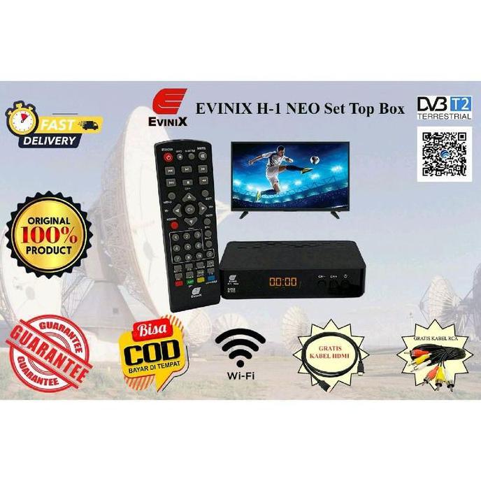 Evinix Set Top Box H-1 NEO untuk TV DIGITAL DVB-T2 free kabel HDMI