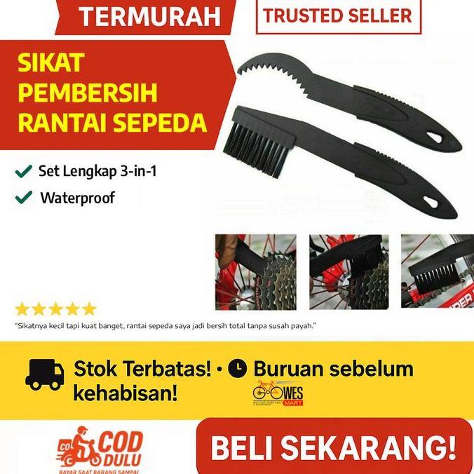 Sikat Pembersih Rantai Sepeda & Gear Set 3-in-1 Waterproof untuk MTB/Road