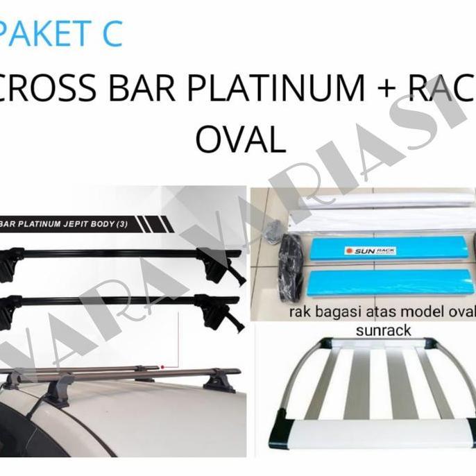 Paket Rack Bagasi Atas + Kaki Rak Platinum 2 Jepit Body Mobil Innova