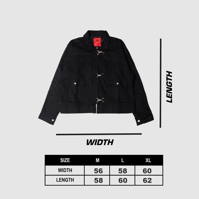 Sale Sainangel - Crown Work Jacket Hook Zipper Black On Black