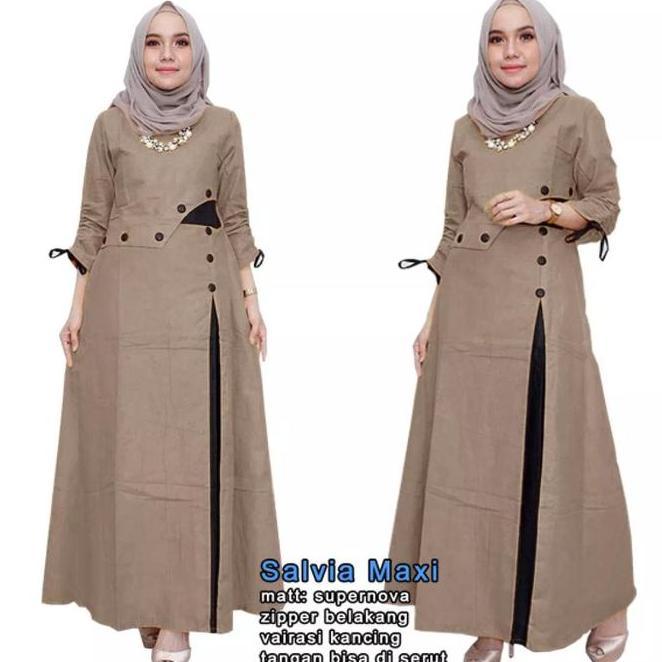Salvia Maxi(Xl, Xxl) 4 Warna, Pakaian Gamis Maxi Muslim Wanita