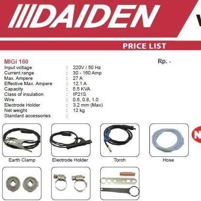 Terjangkau Mesin Las Co2 Daiden Migi Mig 160, Trafo Las Co2 5Kg Daiden Japan/ Daiden Migi 160