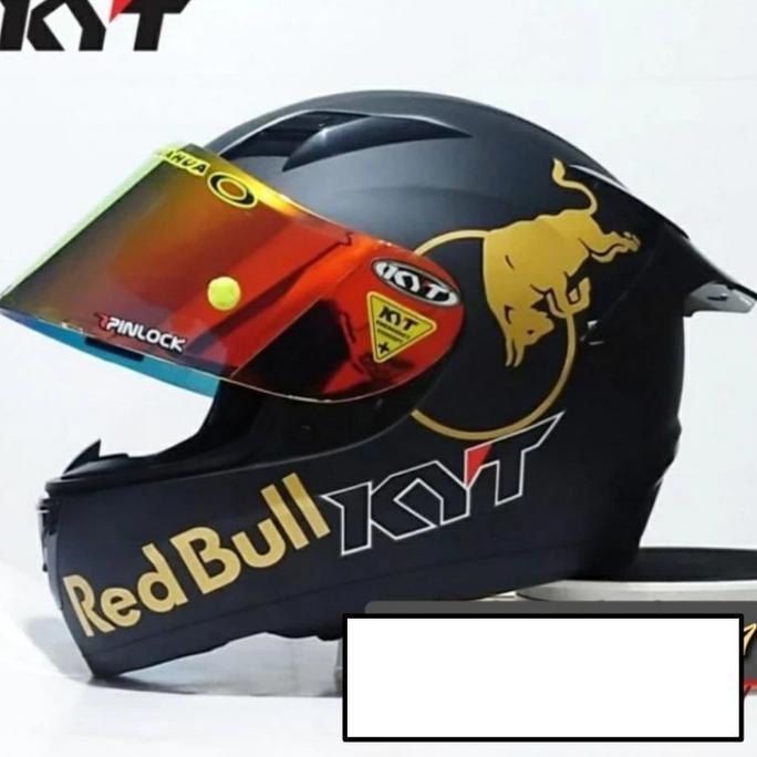 HELM KYT R10 SOLID BLACK DOFF RED BULL PAKET GANTENG Terlaris