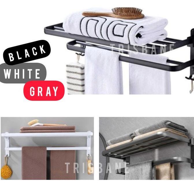 Rak Handuk Pakaian Gantungan Serbaguna Aluminium Tahan Karat Tempel Dinding Tanpa Bor TERBAIK