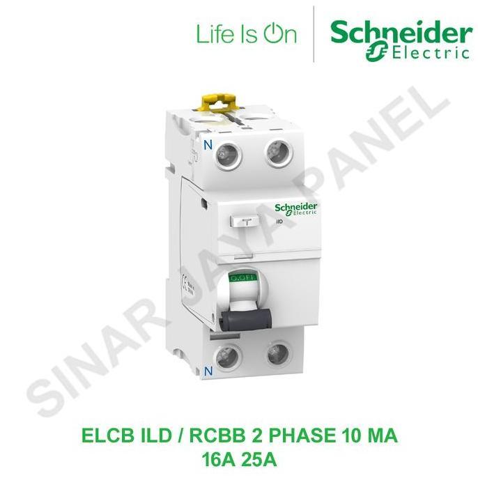 Murah ELCB ILD / RCCB SCHNEIDER 10MA 2 PHASE 16A 25A A9R10216 A9R10225 ORI Non COD