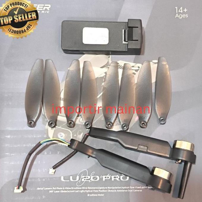 part drone LU20 PRO baterai 3.7v 2000mAH motor arm propeller dll