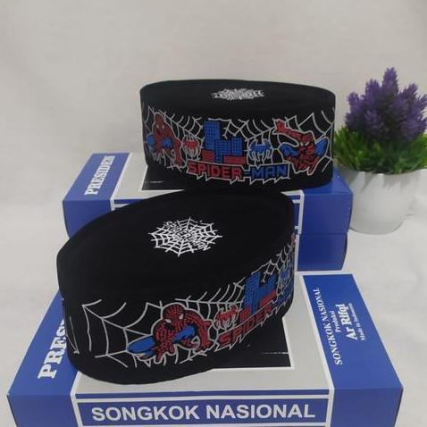 Peci Songkok Anak laki laki hitam Karakter Spiderman
