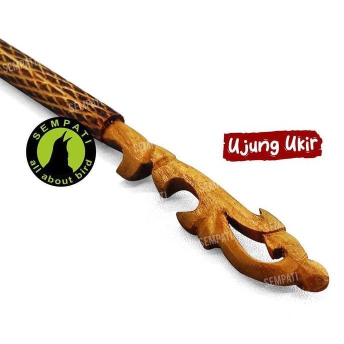 SEMPATI Tangkringan Bakar Motif Sisik Ular Salak Ujung Kayu Ukir Premium Tangkringan Burung Kenari K