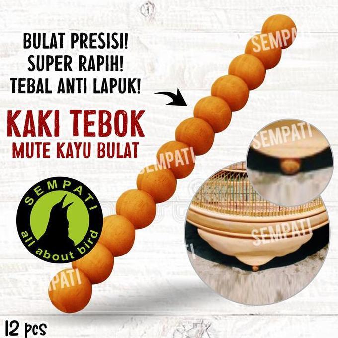 SEMPATI Mute Kayu Aksesories Kaki Tebok Sangkar Kandang Burung Lovebird Murai Pleci Branjangan