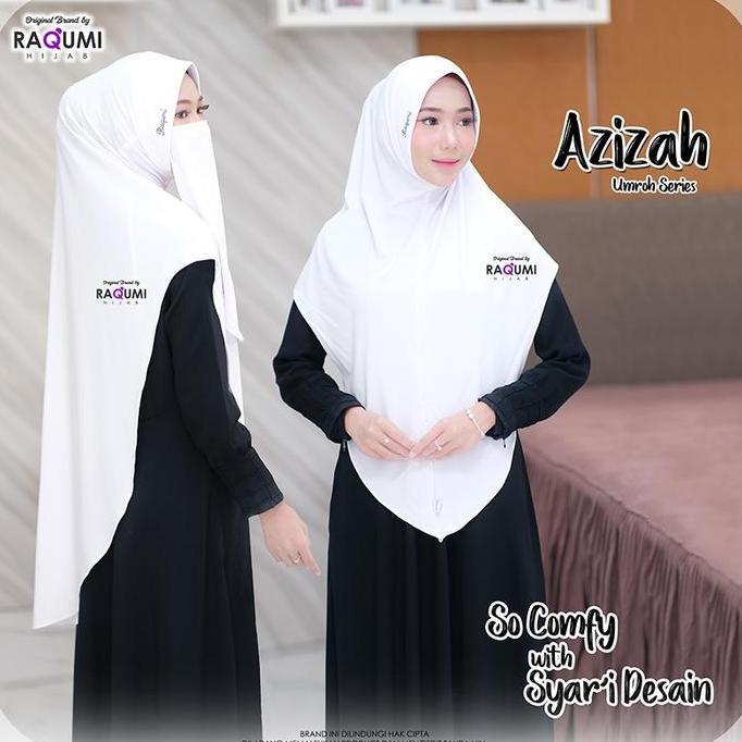 jilbab cadar azizah umroh series hitam putih bergo jersey ori raqumi
