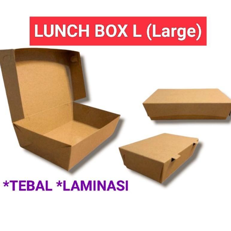 Bisa Cod Paper Lunchbox L  Full Laminasi Lunch Box Large Ayam Geprek Mie ||