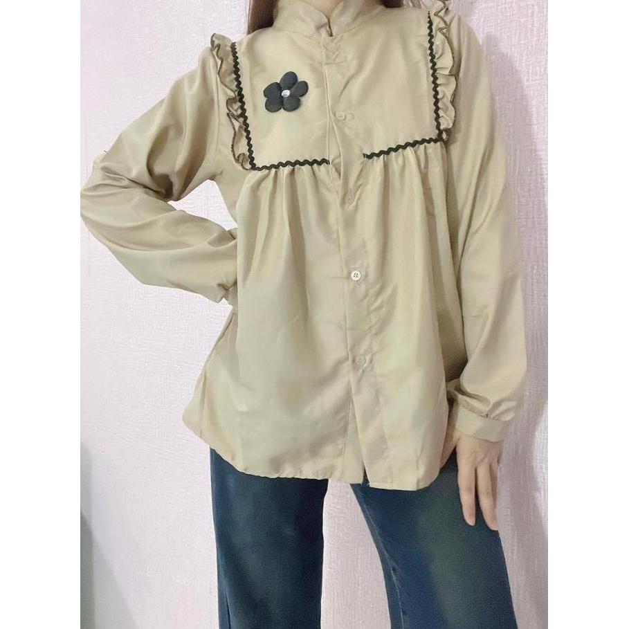 DS296 - INESA KEMEJA BUNGA BLOUSE WANITA LENGAN PANJANG KOREA STYLE BABY DOLL / BLOSE WANITA / HIJAB