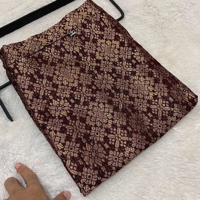 DY39 - Rok Songket Span dengan Resleting Belakang dan Bawahan Kebaya Pesta untuk Wanita Tenun Wisuda