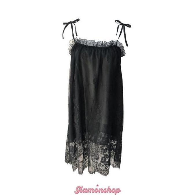 DF290 - BT004 Dress Setelan Baju Tidur Set Wanita Daster Renda Brukat Panjang Celana Rayon Busui Kat