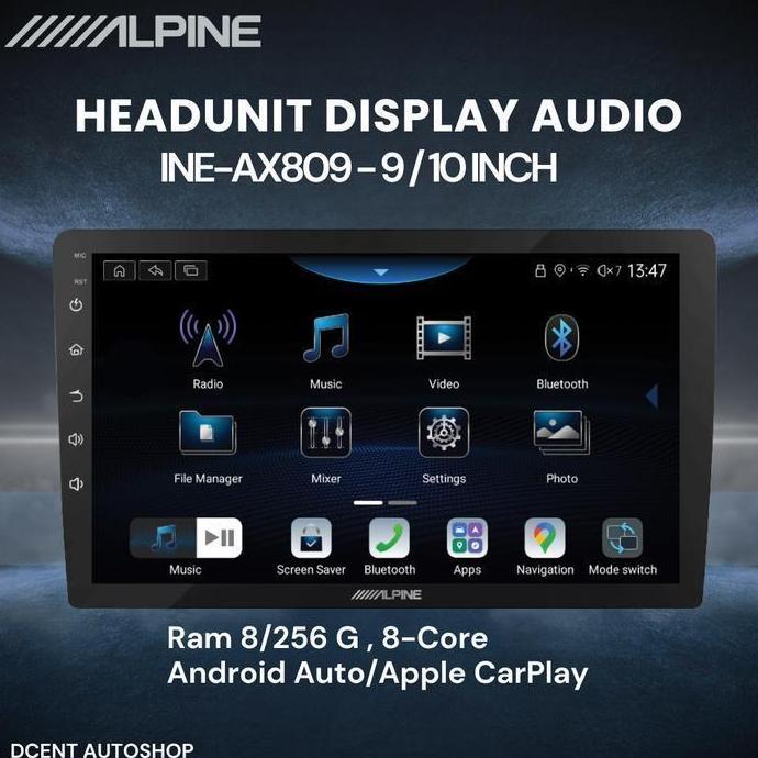 Headunit Android Mobil - Headunit Display INE-AX809 Alpine - 9 / 10 Inch - Ram 8 / Rom 256 - 8 Core 