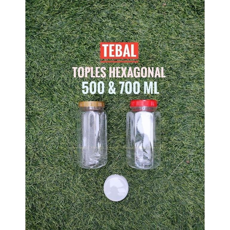 Bisa Cod Toples Plastik 500Ml 700Ml Hexagonal / Toples Bawang Goreng / Toples Segi Enam / Toples Sna
