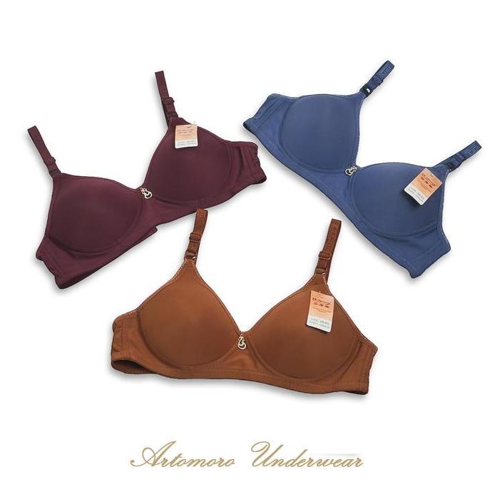 100 ribu 5 pcs bra ff huang bh polos ff huang kait 2 busa lembut nyaman Motif Tipis Katun Remaja dan