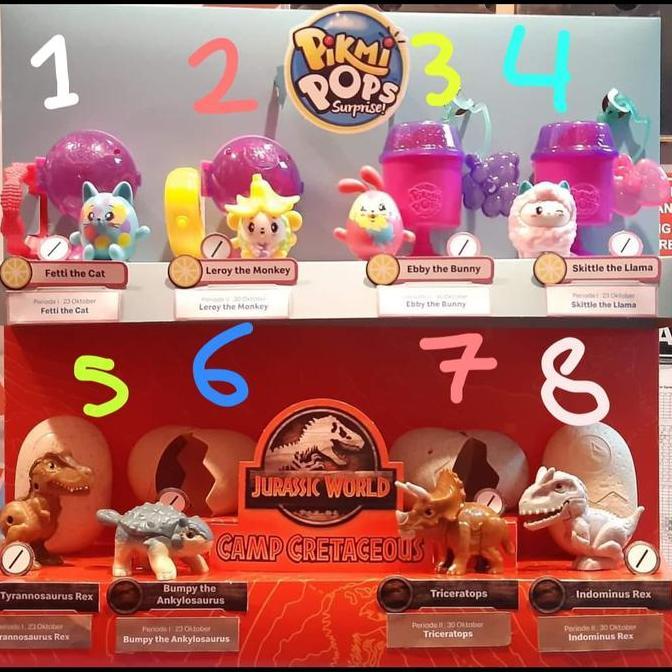 Jurassic world camp Cretous Pikmi Pops Surprise Happy meal pop Mcd
