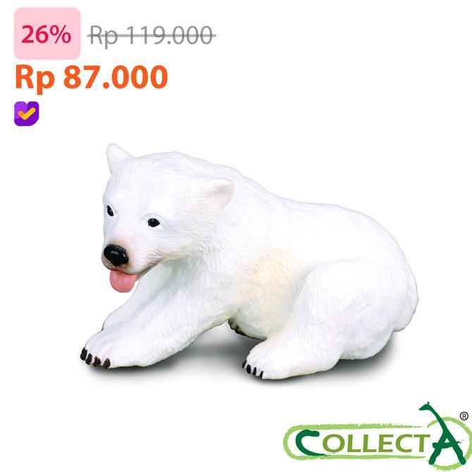 CollectA Polar Bear Cub Sitting - Animal Figure Koleksi Mainan Pajangan Hewan High Quality 88216