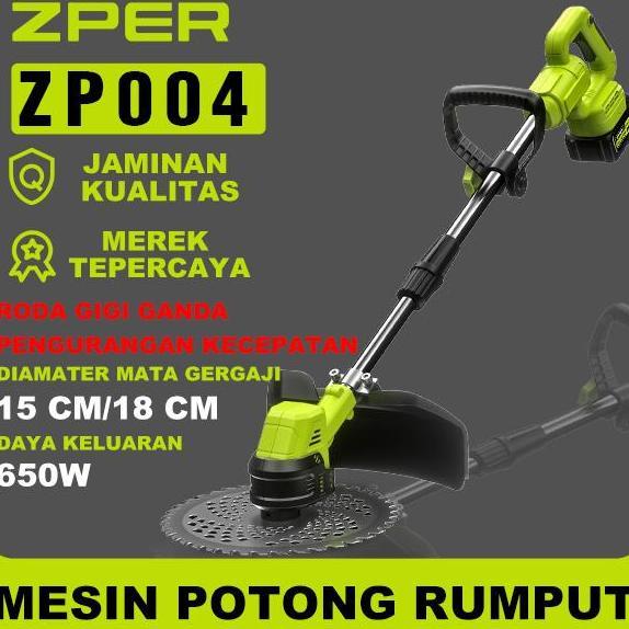 ZPER Mesin Potong Rumput Pemotong Rumput Listrik Pemangkas Rumput dengan Baterai Li-ion ZP003 alat p