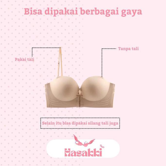 Bh Wanita Push Up Tanpa Kawat Kancing Depan Tali Bisa Dilepas | Hasakki
