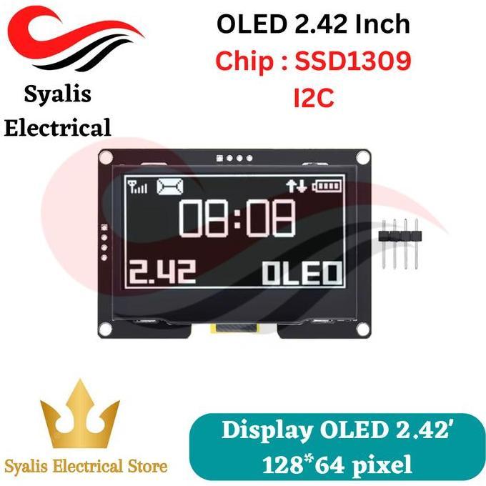 OLED 2.42 inch WHITE 128x64 I2C SPI LCD modul [Syalis] PREMIUM