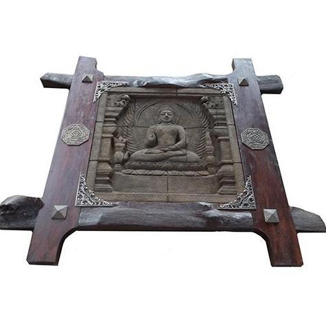 37" Stone Relief / Ukiran Batu Buddha Figura Jati