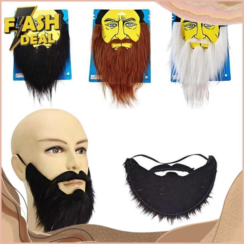 Cuci Gudang Jenggot Palsu Warna Hitam Coklat Putih Kostum Cosplay Drama Dan Pesta