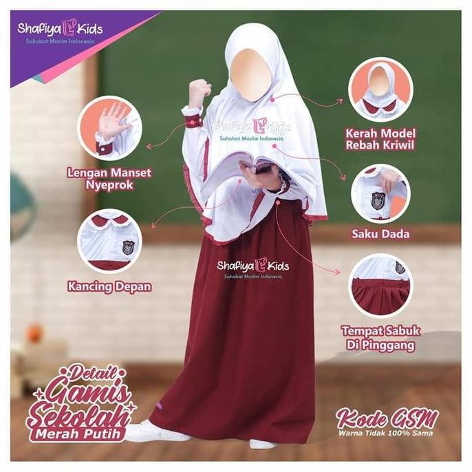 Gamis Sekolah SD Perempuan Merah Putih & Pramuka Gamis Tanpa Jilbab