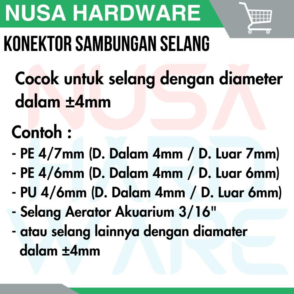 Bisa Cod Nepel Konektor Sambungan Selang Pe 7Mm Pe 6Mm Aerator 3/16" Tee T Cabang 3 / Joiner Lurus S